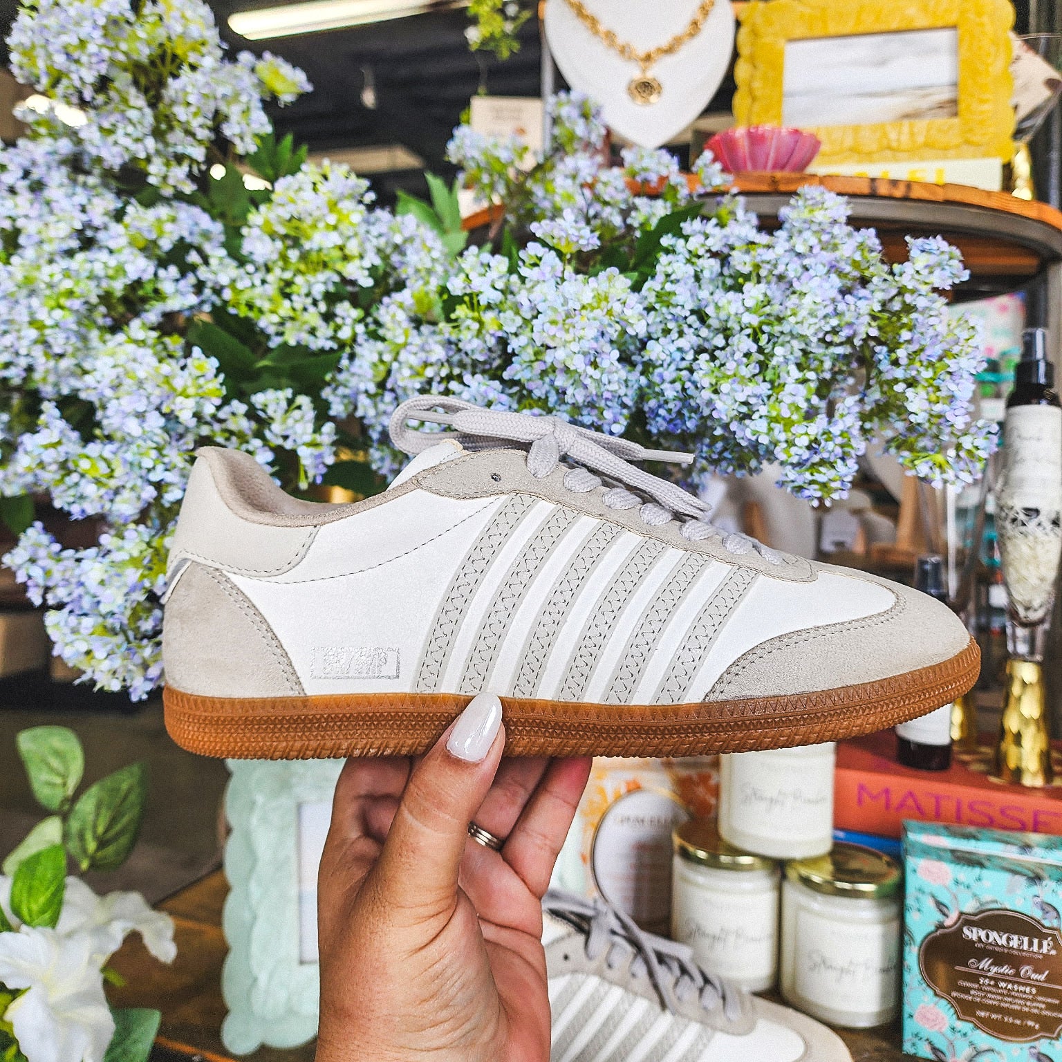 adidas gazelle silver green womens Stevie Tennis Shoe ( White) 8