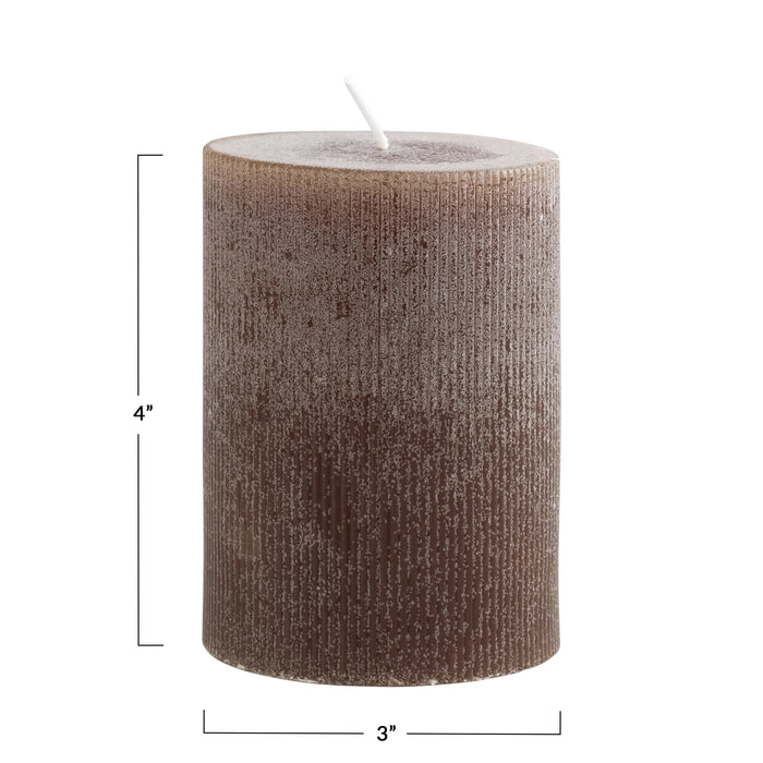 Pleated Pillar Candle - Leather Color