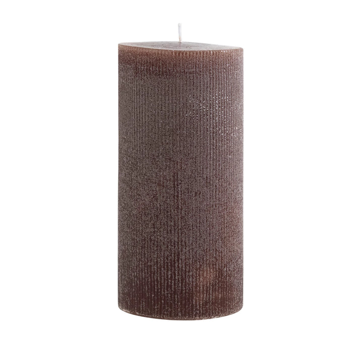 Pleated Pillar Candle - Leather Color
