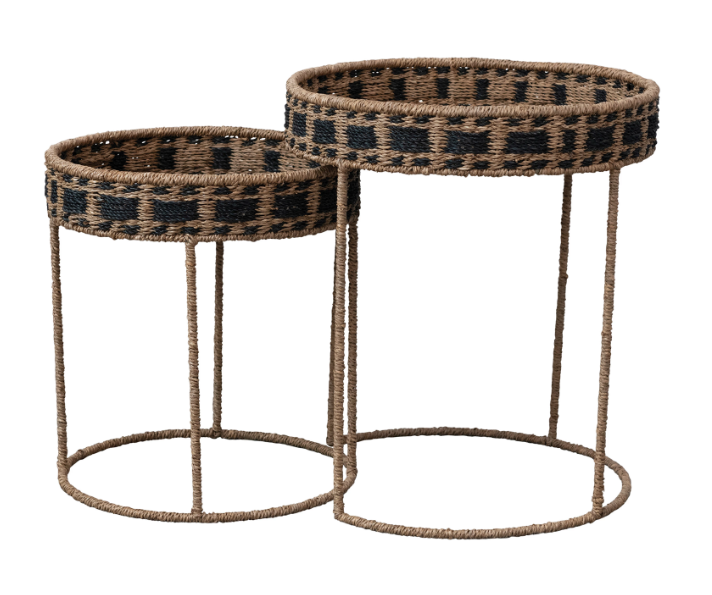 Braided Bankuan and Abaca Rope Nesting Tables, Set of 2