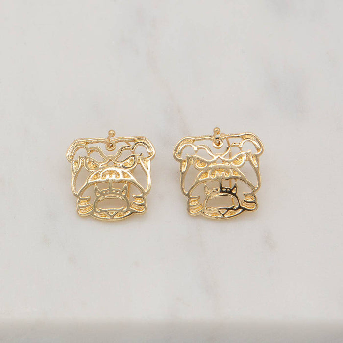 Bulldog Earrings   Gold   1"