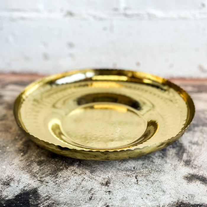 Hammered Metal Tray with Scalloped Edge