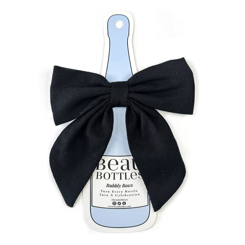 Black Linen Bottle Bow