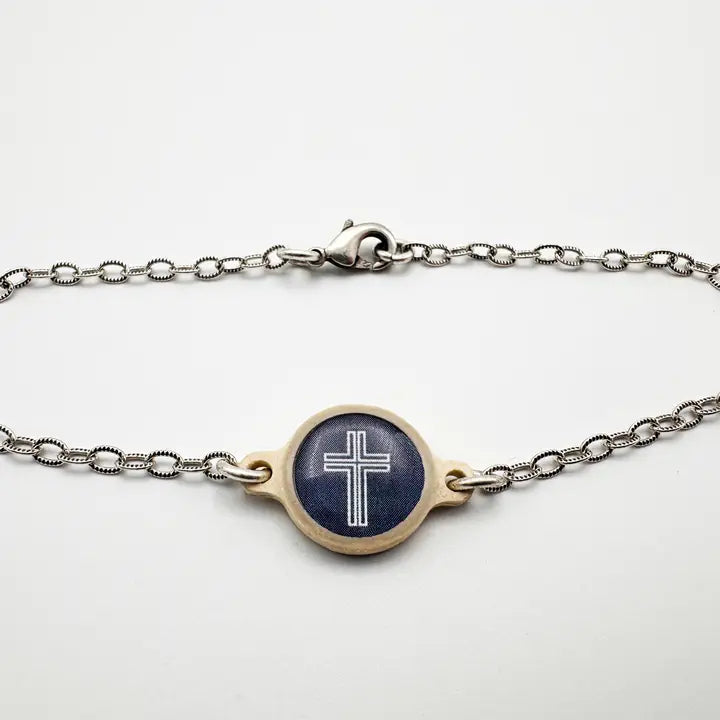.999 Silver-Plated + Slate Cross| Tap To Pray™