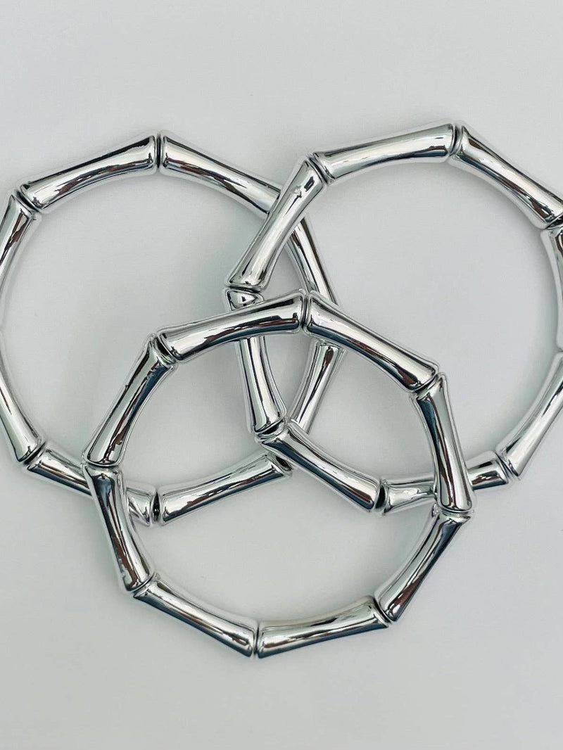 Silver Bamboo Tube Bracelets