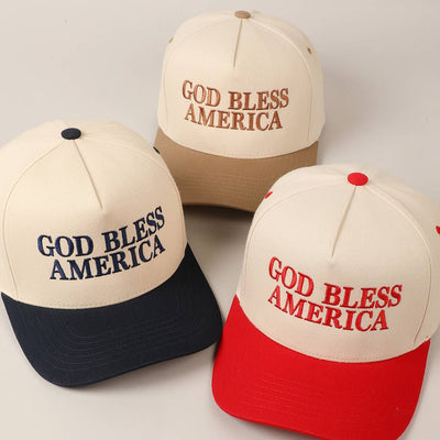 God Bless America Canvas Cap: Red
