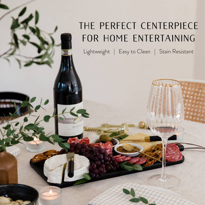 7 Piece Black Charcuterie Board Gift Set: Black
