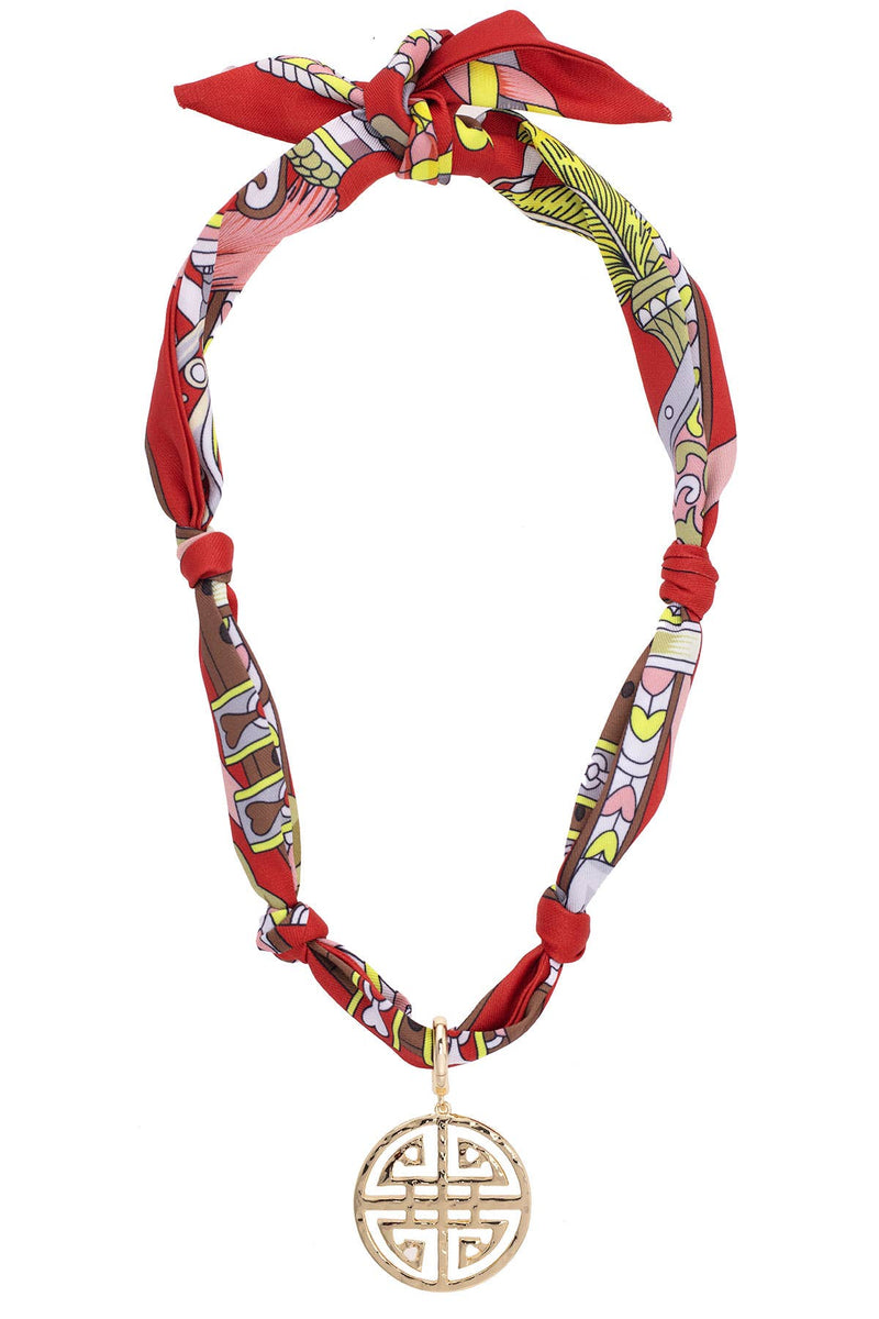 Cora Greek Keys Scarf Necklace