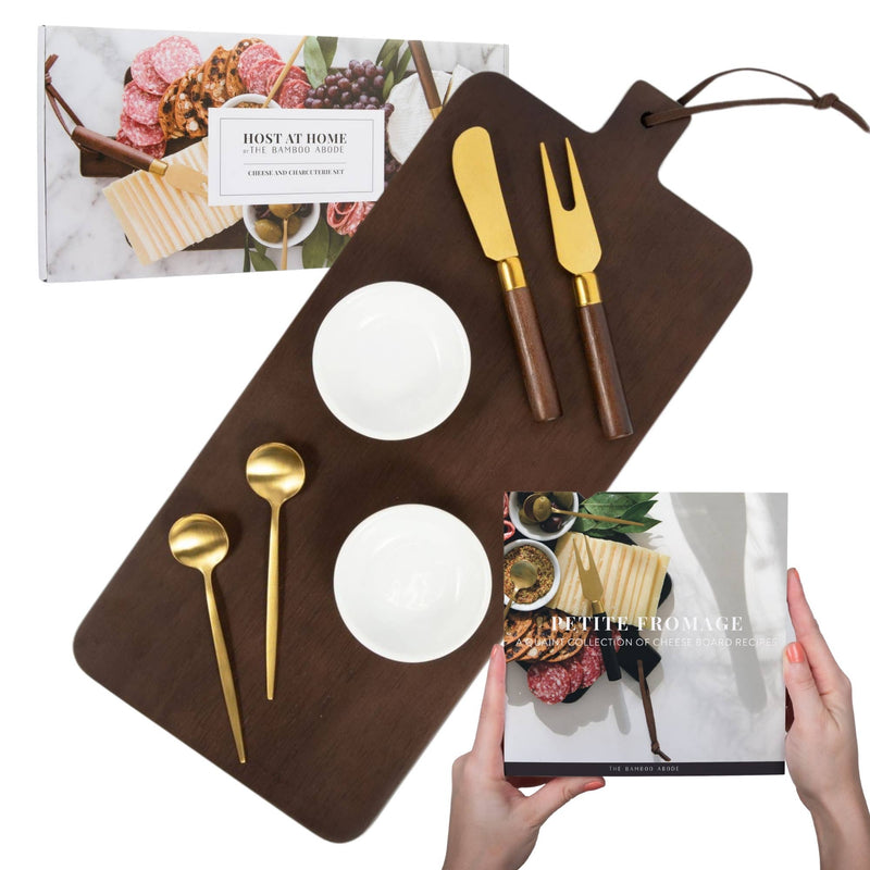 7 Piece Charcuterie Board Gift Set, Brown: Brown