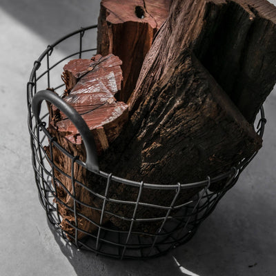 303 - Round Iron Basket with handles: Default title