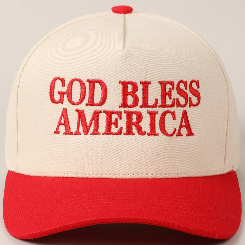 God Bless America Canvas Cap: Red