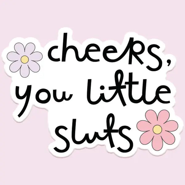 Cheers Retro Floral Funny Sticker Decal