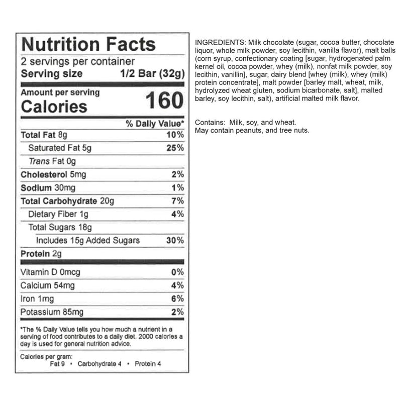 Candy Bar - Milk Chocolate - Malted Milkshake - 2.25 oz