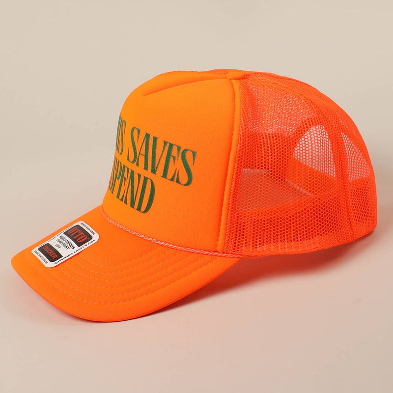 JESUS SAVES I SPEND Trucker: White