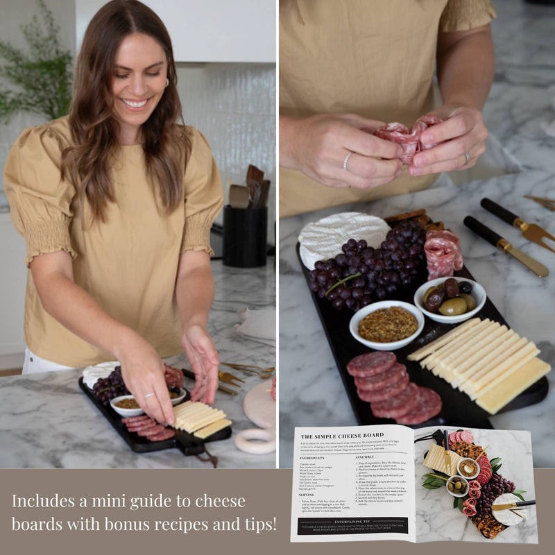 7 Piece Black Charcuterie Board Gift Set: Black