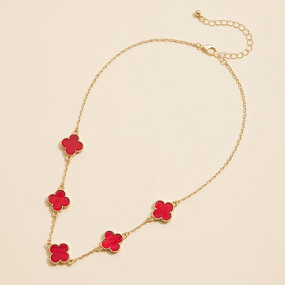 Black Flower  Charm Necklace