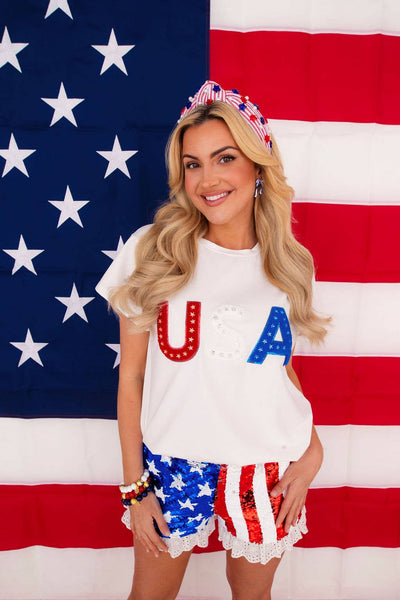 Sequin Stars and Stripes Shorts BY BRIANNA CANNON