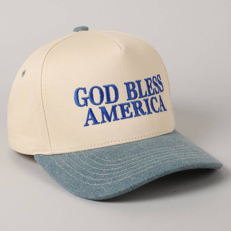 God Bless America Canvas Cap: Red