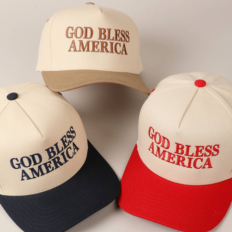God Bless America Canvas Cap: Red