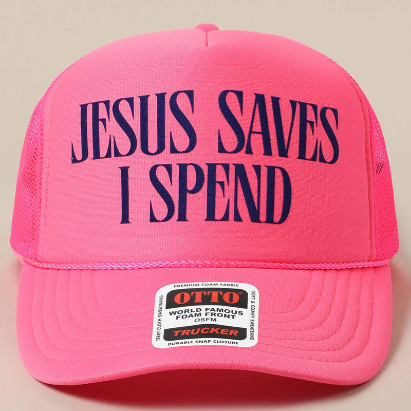 JESUS SAVES I SPEND Trucker: TAN
