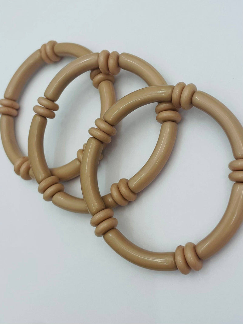 Beige Tube Bracelet w/beads
