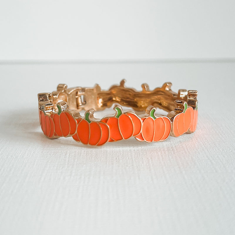 Halloween Enamel Pumpkin Patch Hinge Bangle