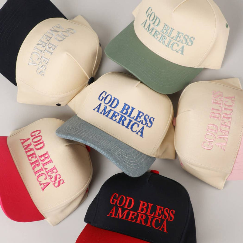 God Bless America Canvas Cap: Red