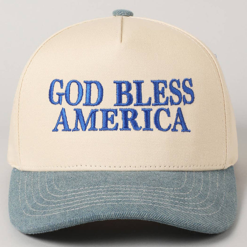 God Bless America Canvas Cap: Red