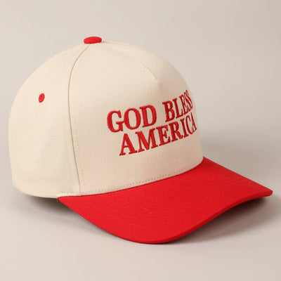 God Bless America Canvas Cap: Red