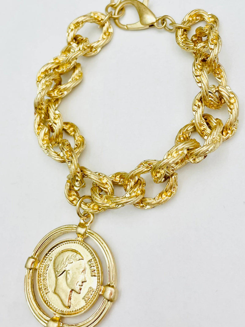 Twisted Vintage Link Coin Bracelet
