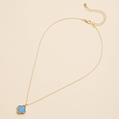 Single Flower Shell Charm Short Necklace: Black / One / 4SN11002