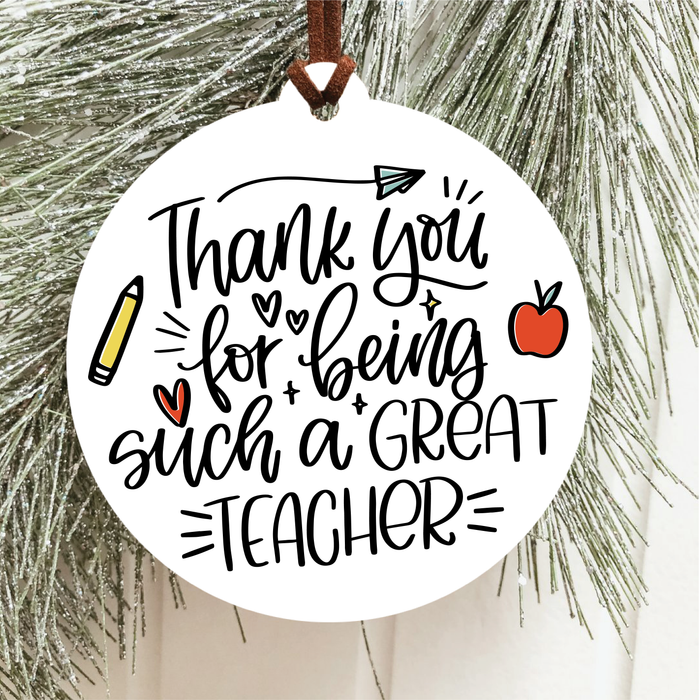 Thank You Teacher Christmas Ornament