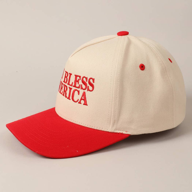 God Bless America Canvas Cap: Red