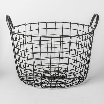 303 - Round Iron Basket with handles: Default title