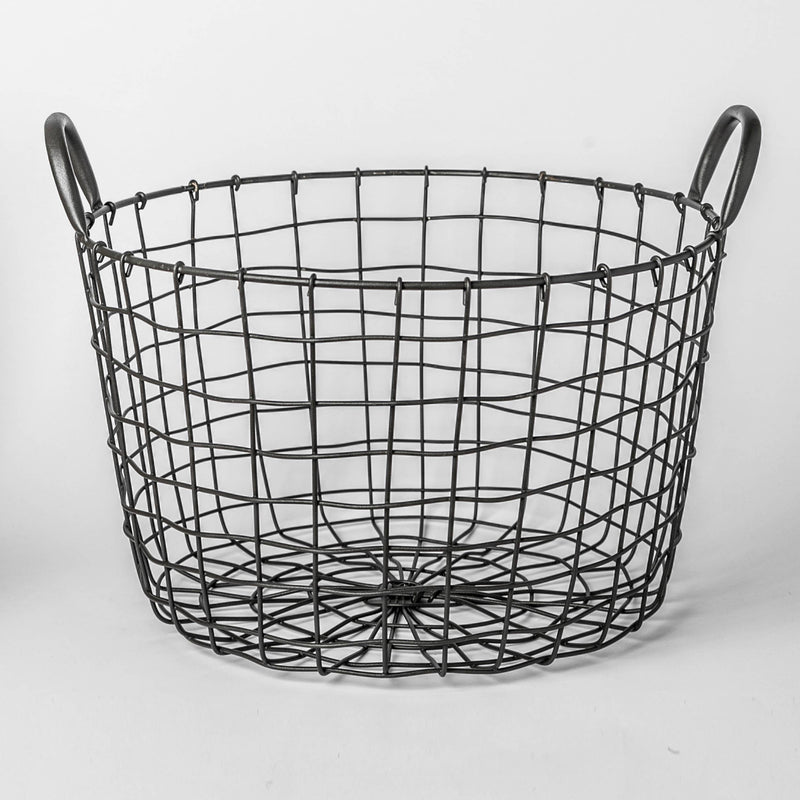 303 - Round Iron Basket with handles: Default title