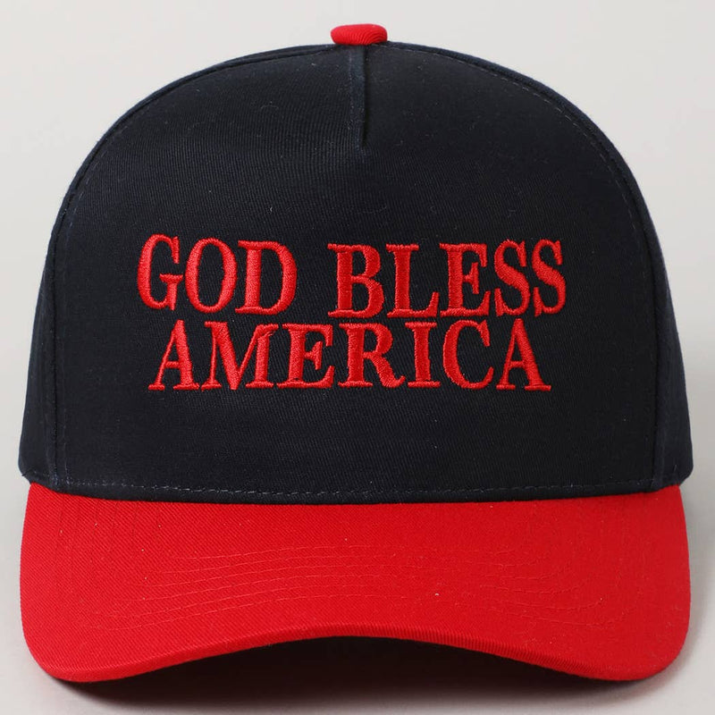God Bless America Canvas Cap: Red