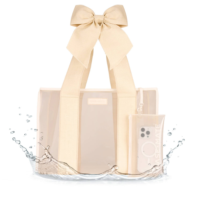 Ecru Raffia | Bow Tote w/Phone Pouch