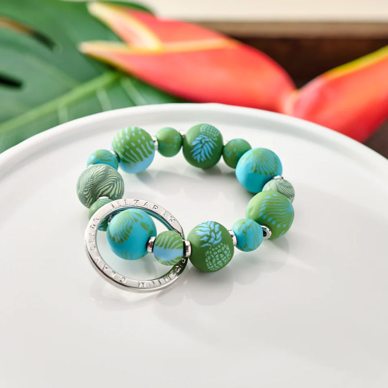Tropical Green Small Bead Wrist Keychain