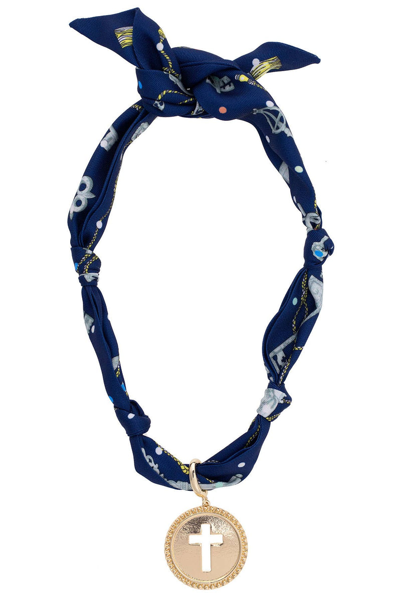 Elodie Cross Coin Scarf Necklace