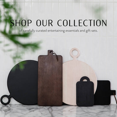 7 Piece Black Charcuterie Board Gift Set: Black