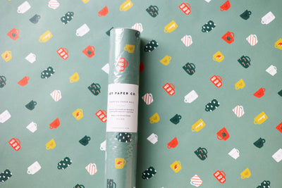 Holiday Coffee Mugs Wrapping Paper Roll