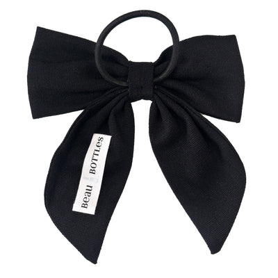 Black Linen Bottle Bow