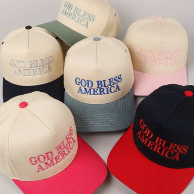 God Bless America Canvas Cap: Red