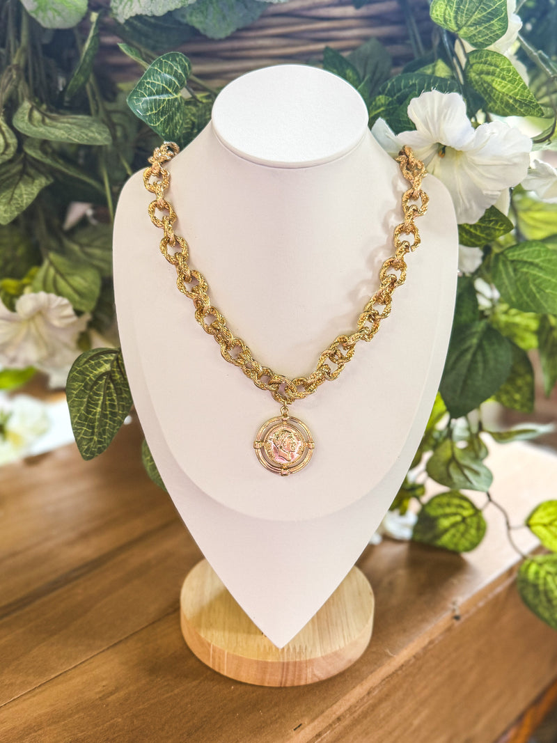 Twisted Vintage Link Coin Necklace