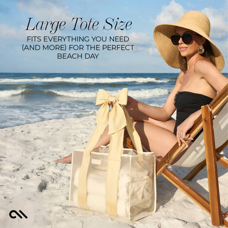 Ecru Raffia | Bow Tote w/Phone Pouch