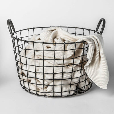303 - Round Iron Basket with handles: Default title