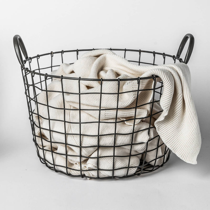 303 - Round Iron Basket with handles: Default title