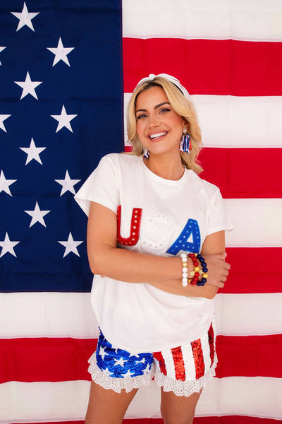 Sequin Stars and Stripes Shorts BY BRIANNA CANNON