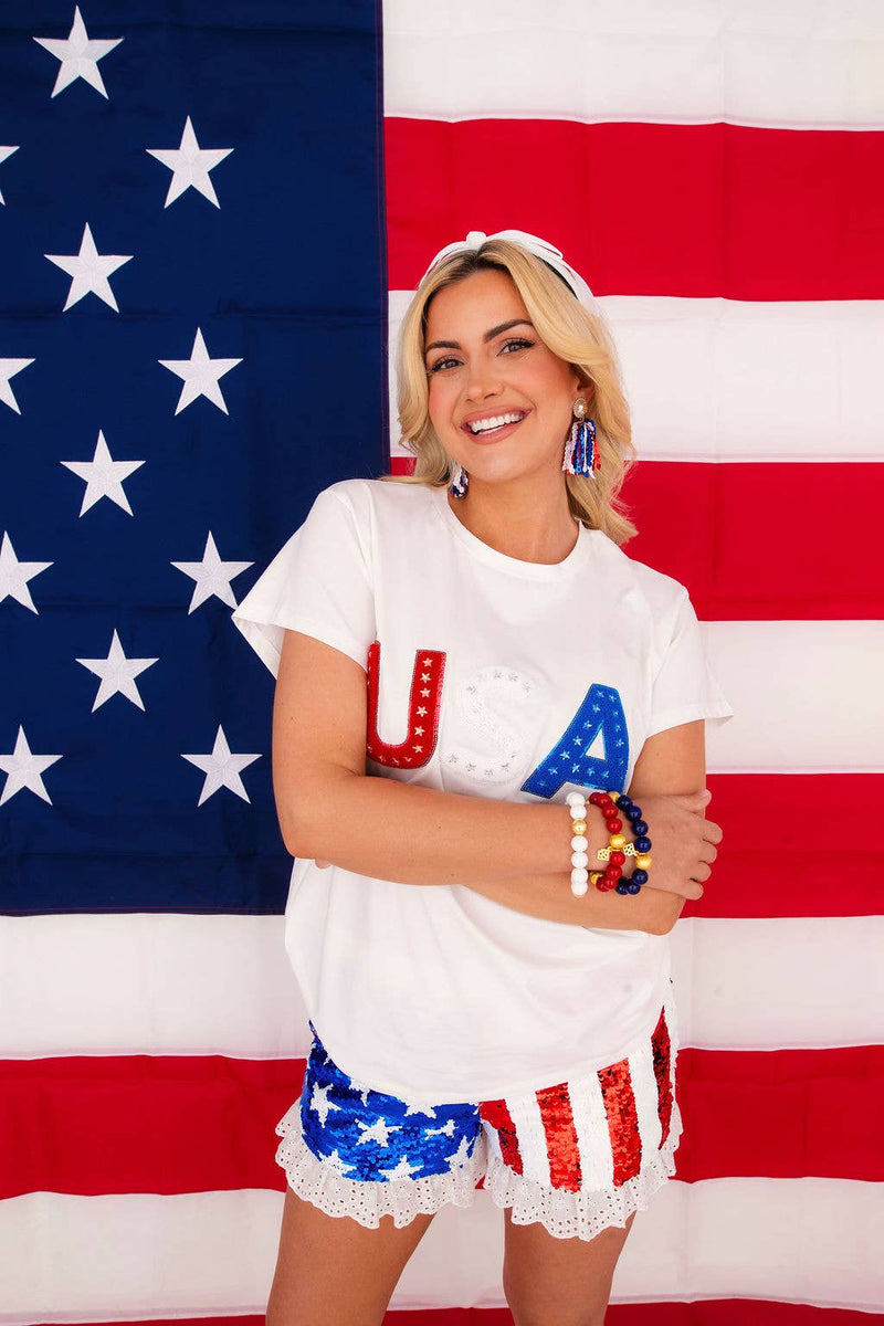 Sequin Stars and Stripes Shorts BY BRIANNA CANNON
