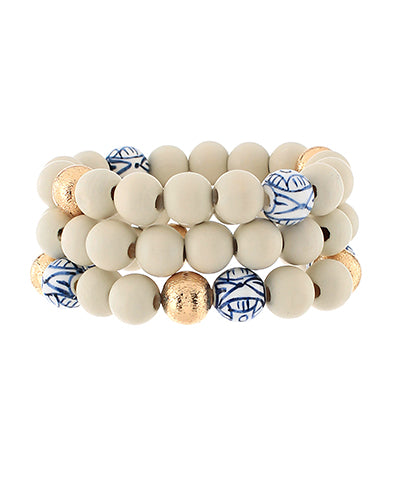 White stacked Chinoiserie bracelet